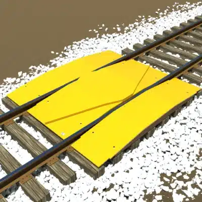 PAR-1 Permanent Automatic Rerailer installed on a train track