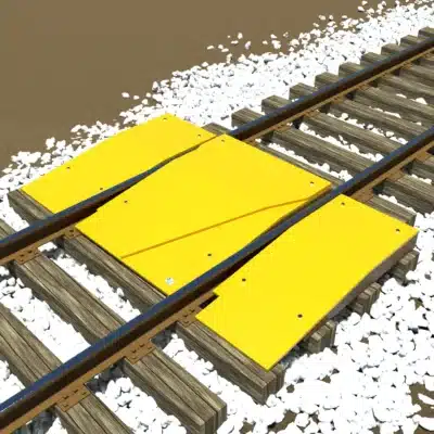 PAR-2 Permanent Automatic Rerailer installed on a train track