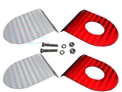 The RF-VK Vane kit features retro-reflective flags, two white, and two red, for high visibility.